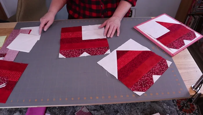 Snowball the corners of the heart, sewing and trimming as before.