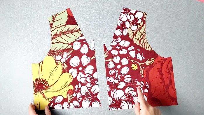 Place back pieces right sides together, pin the center seam, and sew with a 5/8 inch seam allowance. Serge and press the seam open.