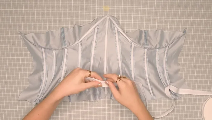 Create channels for underwire using bias tape.