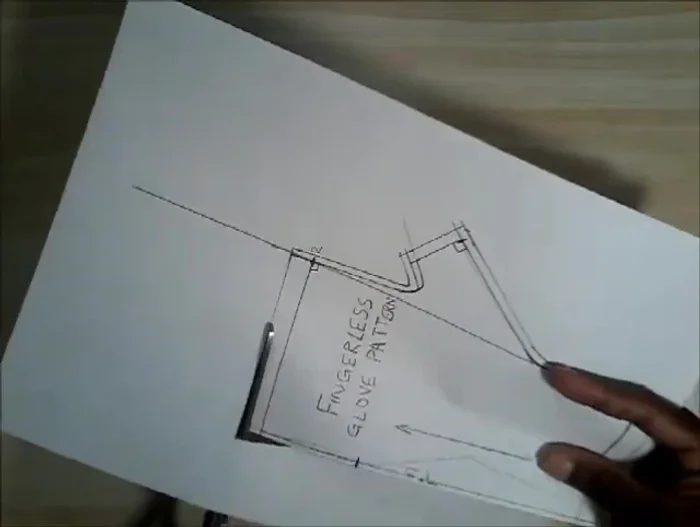 Cut out the pattern and fabric: Cut out the pattern. Fold your fabric in half, place the pattern on the fold and trace it, then cut out two glove pieces from the fabric.
