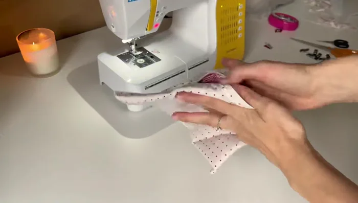 Create boxy shape. Fold the pouch, aligning the edges and sew 6cm seams (or your preferred distance) along all four sides. 