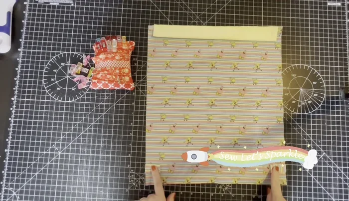 Sew Outer Fabric Pieces Together: Place the two outer fabric pieces right sides together, aligning all seams. Clip the edges together. Using a 1/4 inch seam allowance, sew all the way around, backstitching at the beginning and end. No need to leave a gap.