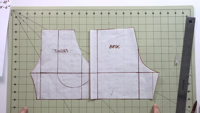 Create the waistband: Place pattern pieces side by side. Measure the top from one end to the other. This is half the waistband length. The width is twice the elastic width plus 1/4 inch for ease.