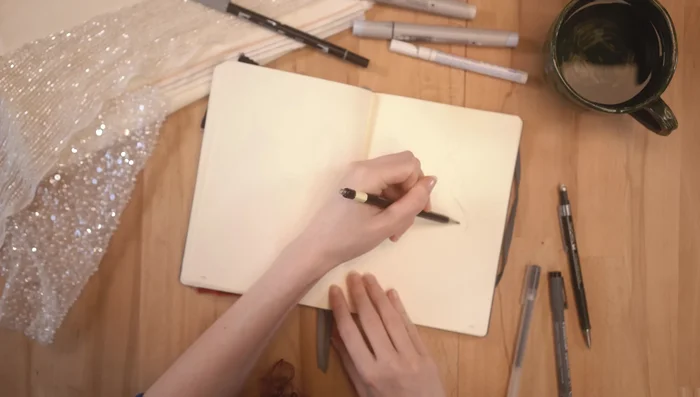 Design the dress (short bubble skirt, 18th-century stay-inspired bodice)