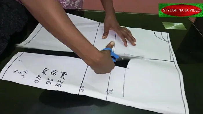 Cut out the front and back pieces of the blouse.