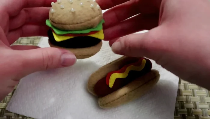 Cut out felt pieces for the hot dog, including the bun.