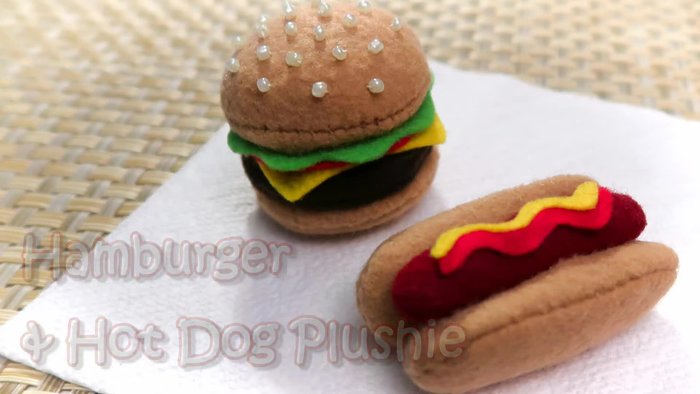 Prepare materials: felt, needle, thread, beads (optional for hamburger topping), embroidery floss (optional for hot dog details).