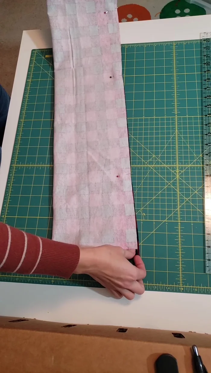 Turn the flannel tube inside out, carefully removing pins. Press the seam gently with an iron.