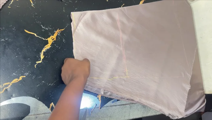 Cut out the skirt according to the marked lines.