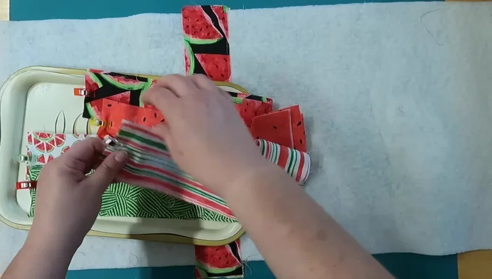 Finger press and Iron: After adding each strip, finger press and iron to flatten the seams and create a neat look.