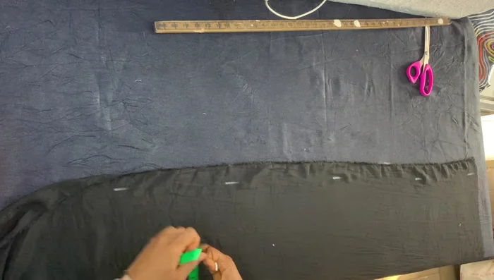 Cut two ropes: 1.5 inches wide and twice the skirt length (50 inches).