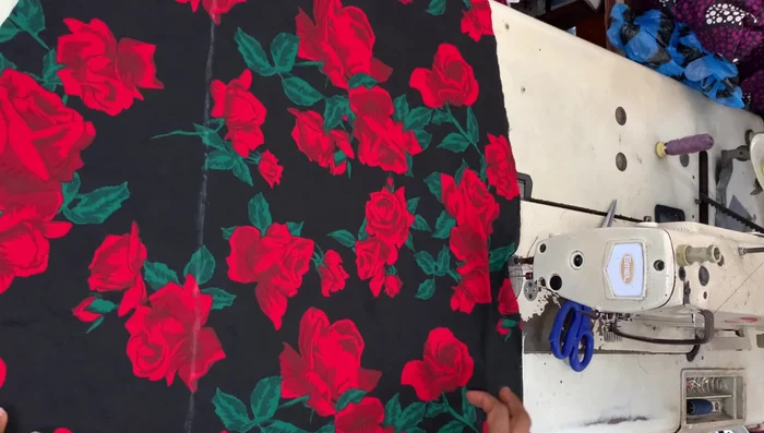 Fold and iron casing fabric, pin and sew to the front skirt piece along the marked center line.