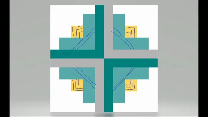 Use quilting lines to connect or define these shapes.