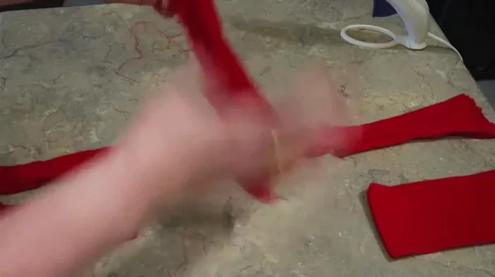 Turn the strip inside out to create a small sack.