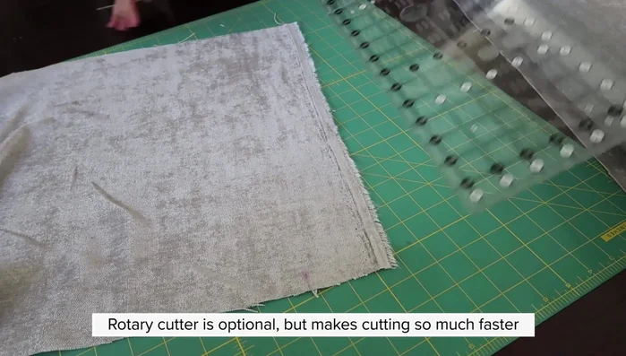 Cut out fabric squares. Add extra fabric for ease (about 2 inches more than the measurement of each side).