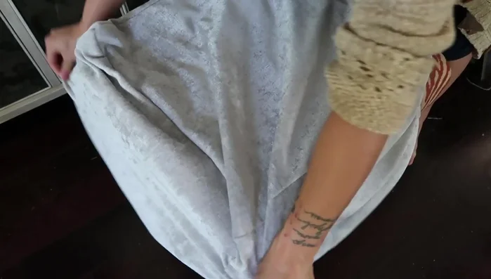 Slip the completed slipcover over the ottoman.