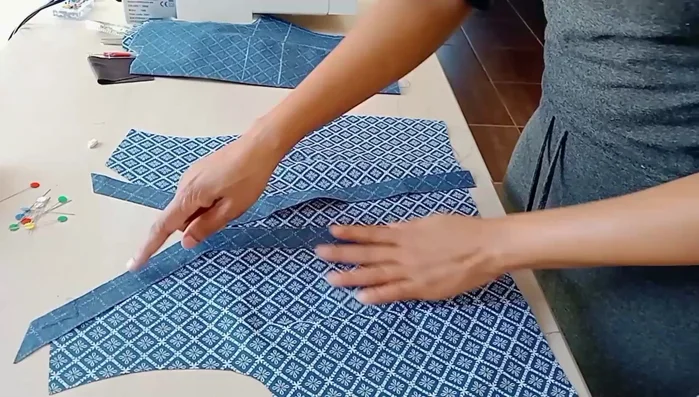 Assemble Dress: Attach the front and back bodices at the shoulders, attach sleeves, sew side seams of the bodice and skirt.