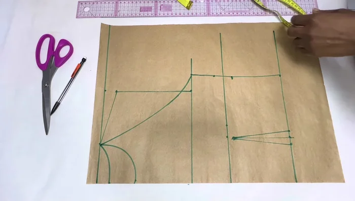 Create the side seam by marking points and connecting them, adding 1.5 inches to compensate for seam allowance.