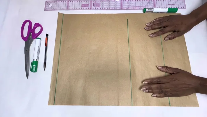 Draft the basic bodice block. A link to a tutorial is provided in the description if needed.