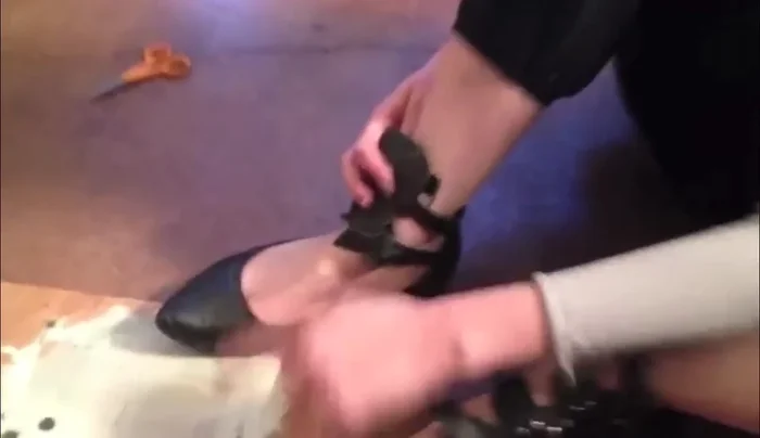 Mark the placement of the ankle pieces using a white pencil.