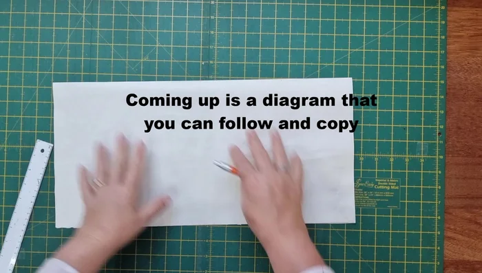 Draft the pattern on a piece of paper (at least 15 inches wide by 18 inches long). Mark various points according to the measurements provided in the video (detailed measurements are given in the transcript).