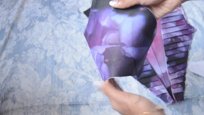 Repeat for other side, attach shoulder seams. Add plated detail to sleeves and attach to the dress.