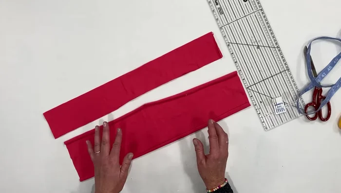 Cut fabric: 6 inches wide x (head measurement - 2 inches) long.
