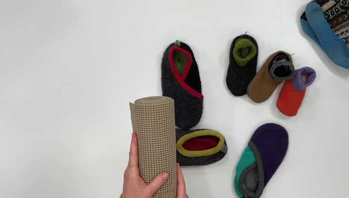 Cut out a second sole piece using shelf liner.