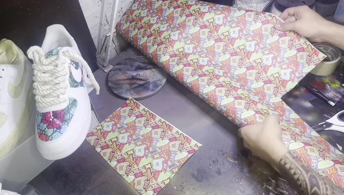 Prepare the leather: Cut a piece of leather slightly larger than your taped area.