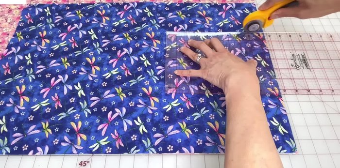 Prepare fabric and interfacing: Place fabric pieces on top of interfacing (glue side up) and cut to size. Iron to fuse.