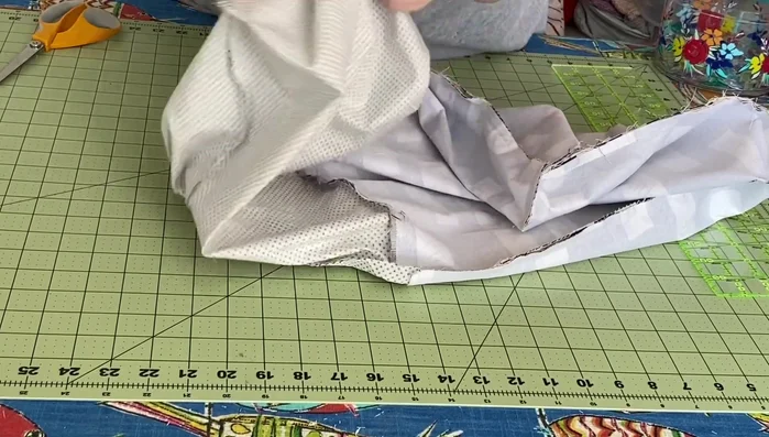 Close the opening left for turning. Topstitch around the top of the bag, about 3 inches down, for a clean finish.