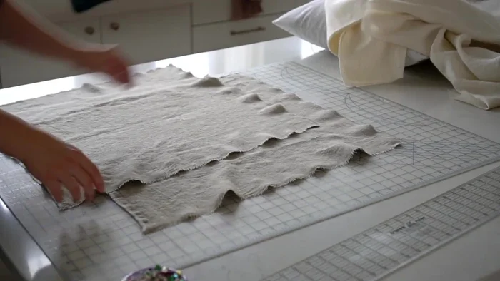 Press the quilted layers to relax fibers and prevent twisting in the next step.