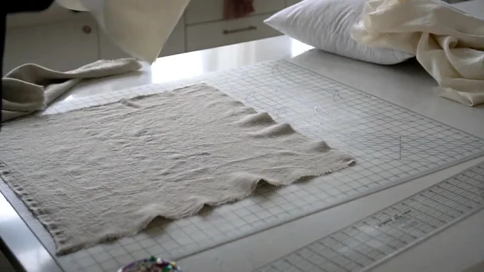 Press the quilted layers to relax fibers and prevent twisting in the next step.