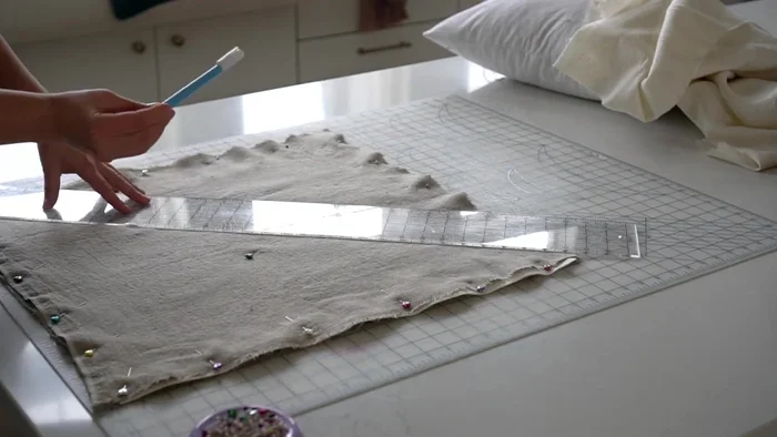 Press the quilted layers to relax fibers and prevent twisting in the next step.