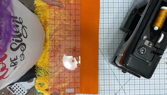 Repeat steps 2-7 for each subsequent fringe strip, ensuring a consistent 1 1/4 inch spacing between rows.