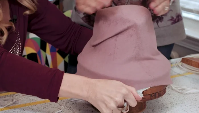 Use a pointed tool to define the crown-brim juncture.