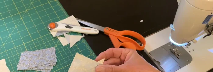 Sew along the pencil lines.