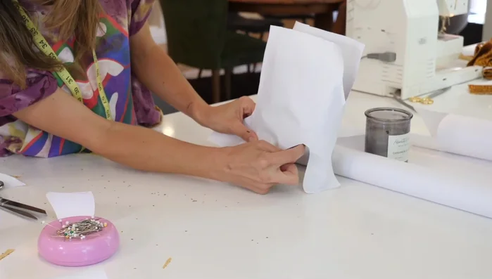 Cut out the pattern, creating an opening for the zipper.