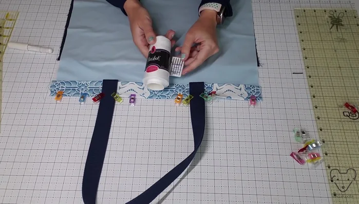 Sew the lining and exterior together using a quarter-inch seam allowance. Remember to use polyester thread and a Jersey needle.