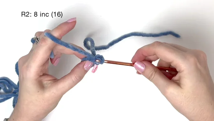 Round 4: 24 single crochet - Add stitch markers to the first and last stitches in the back loops only