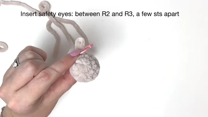 Head: Attach safety eyes between rounds 2 and 3