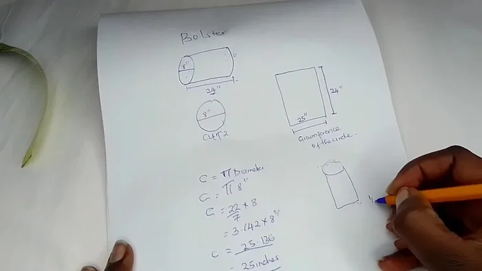 Sewing: Sew the rectangular piece to the two circular pieces. Consider using a zipper for closure (as shown in the video).
