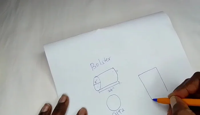 Calculate Rectangular Piece Dimensions: The rectangular piece will have a length equal to the bolster's length (24 inches) and a width equal to the calculated circumference (approximately 25 inches in this case).
