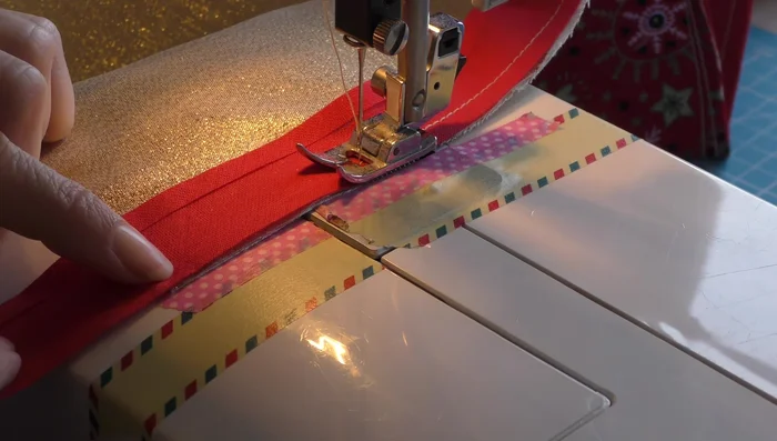 Fold over the bias binding to create a neat folded edge and sew to secure.