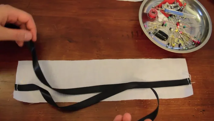 Sew the two headband base pieces together, leaving a small opening to turn it right side out.