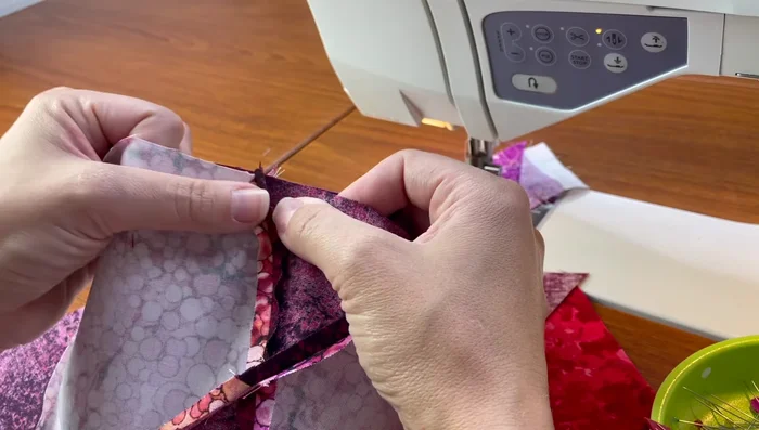 Sew down the length of the final seam to complete the block.