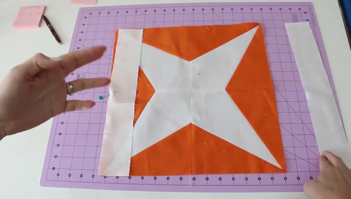 Repeat steps 2-3 for the top and bottom borders but include the measurements of the newly attached side borders.