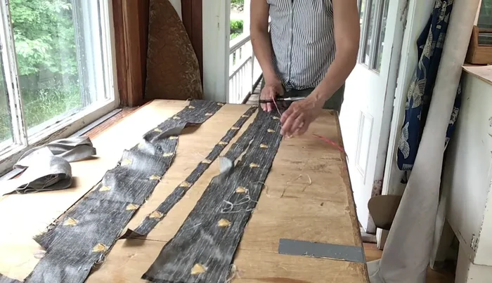 Stitch the outside back panel over the ties, ensuring a snug fit.