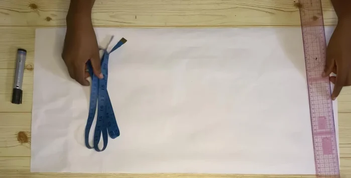 Mark 3 inches for your neck width and connect the points.