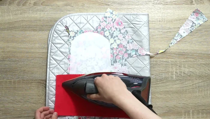 Fuse interfacing to fabric scrap.